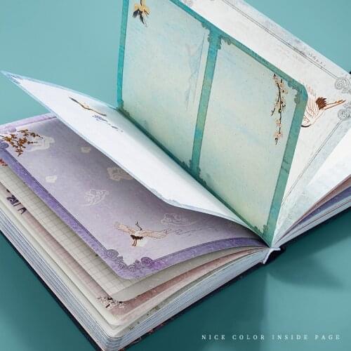 2021 Retro Chinese Style All Color Inner Page Notebook Vintage Handbook Scrapbook Beautiful Gift Crane Hand Book Birthday Gifts
