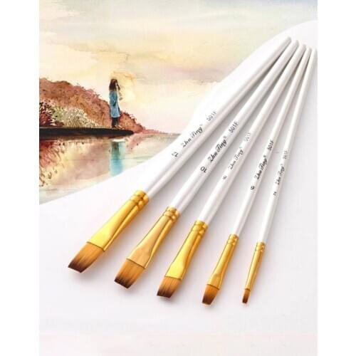 5Pcs/Set Paint Pen Multi-function Artist Paint Brush Nylon Hair Oil Painting Brushes Drawing Art Supplies Pearl White