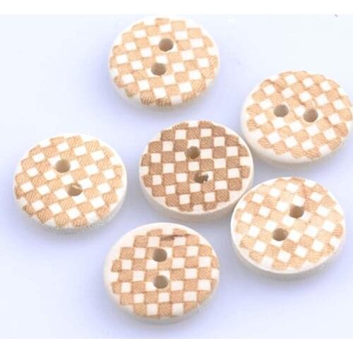 New practical Natural Round Grid pattern Wooden Sewing buttons for handmade Scrapbooking Craft 50pcs 15mm MT0969
