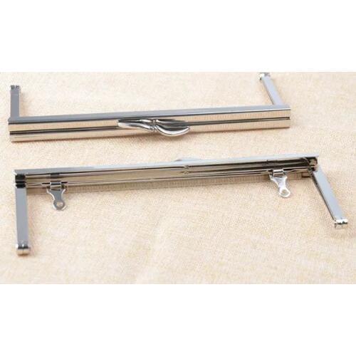 6 3/4 Inch Nickel Clutch Purse Frame without Chain Loops