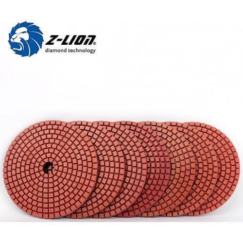Z-LION 4 Inch Diamond Polishing Resin 100mm 7 Pcs Set Of Polishing Pads Wet Sanding Pad Diamond Tools Marble Stone Concrete Tile