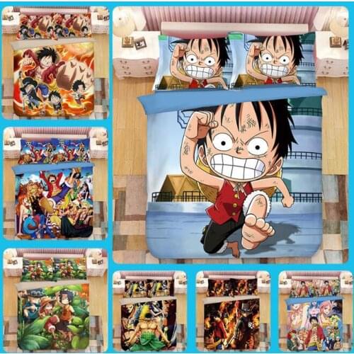 Anime One Piece Monkey D. Luffy 3D Printed Bedding Set Duvet Cover King Queen Full Twin Size for Bedroom Decor