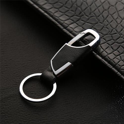 BYCOBECY Business Key Holder Metallic Key Chain Luxury Genuine Leather Key Organizer Housekepper Men Car Key Gifts
