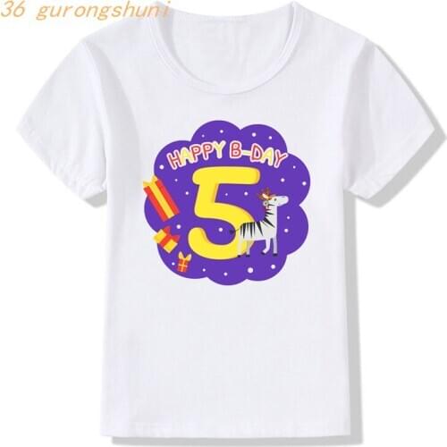Kid T-shirt Number 2 3 4 8 5rd Happy Birthday Cartoon Kids T Shirt for Boys Girls Clothes Children Tshirt Girl Print Graphic Tee
