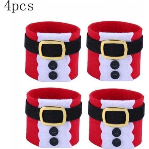 4Pcs Christmas Napkin Rings Serviette Holder Party Banquet Dinner Table Decoration Christmas Decorations For Home