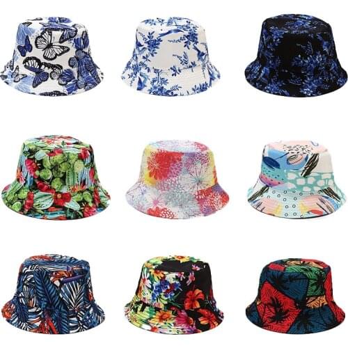 2021 Vintage Print Double Side Sun Visor Men Womens Outdoor Sun Protection Fishermens Hat In Spring And Summer Soft Bucket Hat