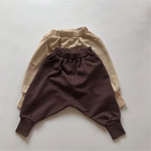 Cotton Casual Trousers Children Outfit Winter Fall Childrens Cotton Straddle Pants Autumn Newest Boys Girls Knitted Harem Pants