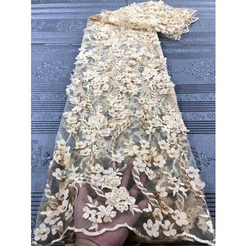 Exquisite 3D applique bead embroidery French tulle lace High-end atmospheric evening dress skirt design fabric African lace fabr