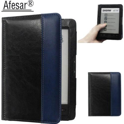 Afesar For Digma e61M eReader 6 inch leather book Cover Case magnetic clasp flip good fit R61M ebook pouch funda