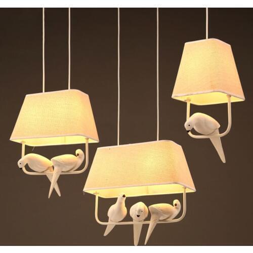 Creative Resin Bird Led Pendant Lights Loft Nest White 1 2 3 Bird Sead Pendant Lamp Home Cafe Bar Home Pendant Lighting E097