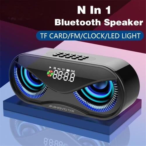 M6 Cool Owl Design Bluetooth Speaker LED Flash Wireless Loudspeaker FM Radio Alarm Clock TF Card Support Select Songs By Number