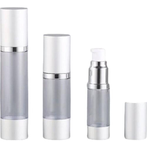 15ML 30ML 50ML Matt Silver Airless Bottle Empty Plastic Vacuum Cosmetic Packaging Container Refillable Lotion Pump Bottles 25pcs