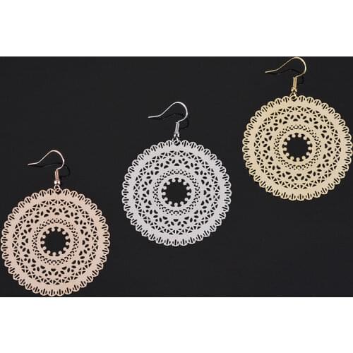 European and American popular bohemian style exaggerated metal round hollow earrings geometric personality earrings