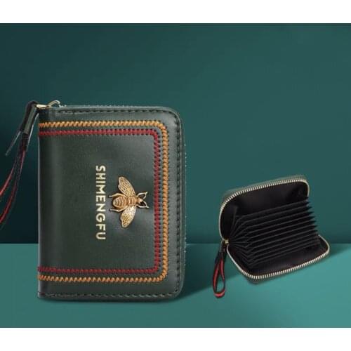 Net red new anti-theft brush multi card organ card bag mens leather large capacity card bag womens credit card case