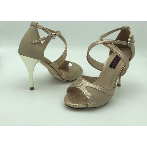 Sexy Flamenco Dance Shoes Argentina Tango Shoes pratice shoes Party shoes T6234B-NLGL Leather Hard Sole 7.5cm 9cm heel available