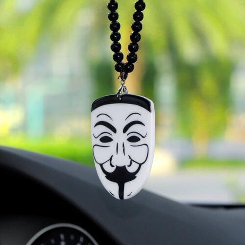 Car Pendant Hanging Chian for Vendetta Mask Badge Automobile Decoration Auto Rearview Mirror Charms Ornament Necklace Hip Hop