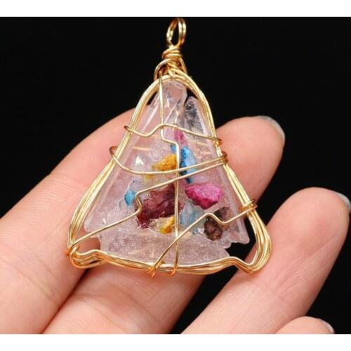Fashion Natural Stone Winding Pendant Irregular Triangle For Jewelry Making DIY Necklace Bracelet Accessory