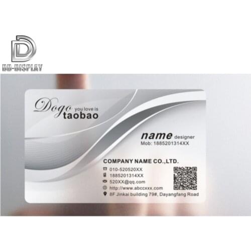 DD Customizable PVC Transparent Business Card DIY Free Design Print Visit Cards Waterproof for Company Enterprise Invitation