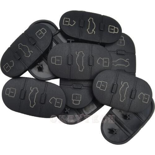 OkeyTch 50PCS 3 button Replacement button For Audi A3 A4 A5 A6 A8 Q5 Q7 TT S LINE Remote Key Fob Repair Kit Switch Rubber Pad