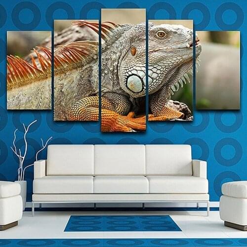Frame Living Room Wall Art Pictures HD Printed 5 Panel Chameleon Wild Animal Modern Painting On Canvas Home Decoration Posters