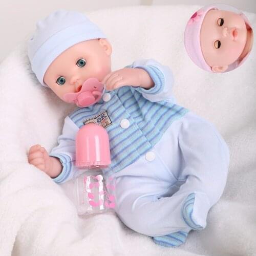 Lifelike Movable eyes Baby doll Silicone Vinyl Reborn Toddler Newborn Dolls Early Education Toy Doll Bottle Pacifier gift Set