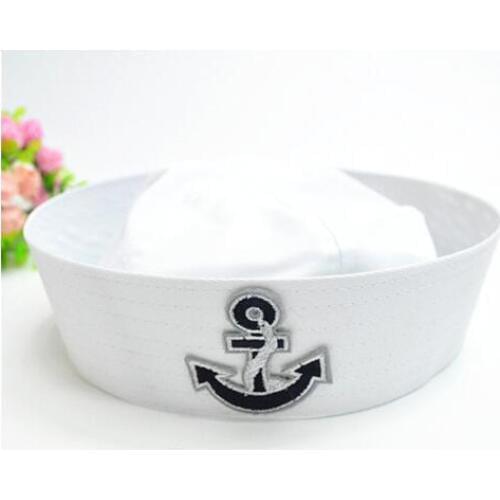 Sailors Ship Boat Captain Blue White Military Hat Adult Kids Navy Marine Cap Anchor Sea Boating Nautical Party Cosplay Outfit