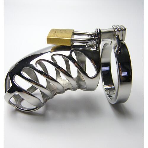 SODANDY Chastity Device Male Metal Chastity Cage Stainless Steel Cock Cage Lock Penis Ring Bondage Fetish Sex Products