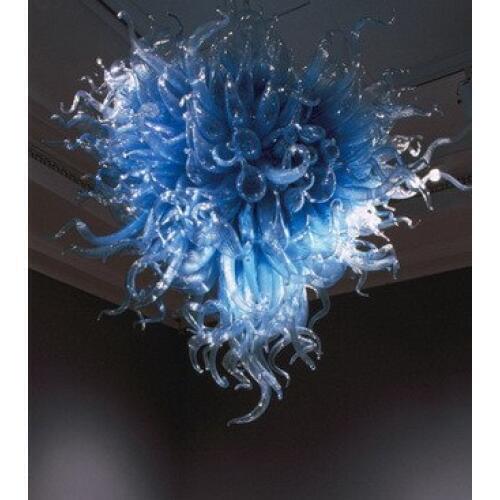 Glass Material Living Room Heart Shape LED Lights and Lighting Elegant Blue Hand Blown Glass Chandelier