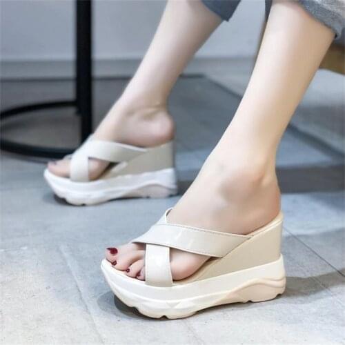 Women Summer Shoes Fashion Slippers lightweight Thick Platform High Heel Slippers Lady Girls Increased Wedge Sexy Slippers Women