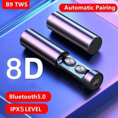 2021NEW B9 TWS 5.0 Bluetooth Earphone Wireless Headphone Waterproof Stereo Mini Earbuds Gaming Headest