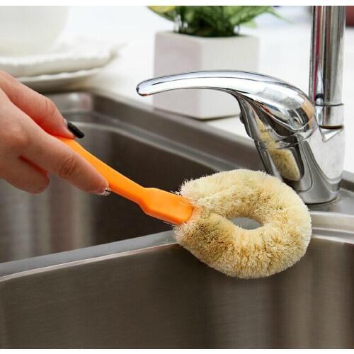 Enhanced flax fiber non-stick oil skillet brush washing dishes brush oil cleaning brush wholesale