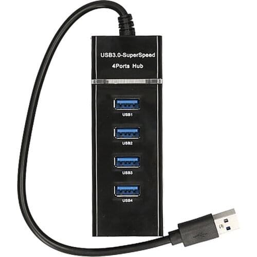 4-in-1 High-speed USB3.0 Hub USB3.0 Converter Support USB Fan Mouse Keyboard Mobile Hard Disk U Disk for PC Laptop Black Hub