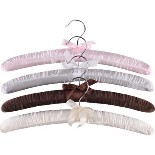 Yooap 10Pcs/Set Wardrobe Silk Clothes Rack Sponger Hanger Organizer Silk Satin Fabric Hooks Fabric Coated Hanger