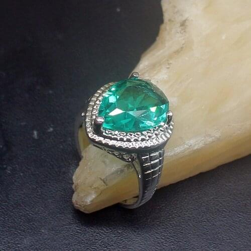 Gemstonefactory Jewelry Big Promotion Single Unique 925 Silver Dashing Green Topaz Women Men Gifts Band Rings 9# 20212943