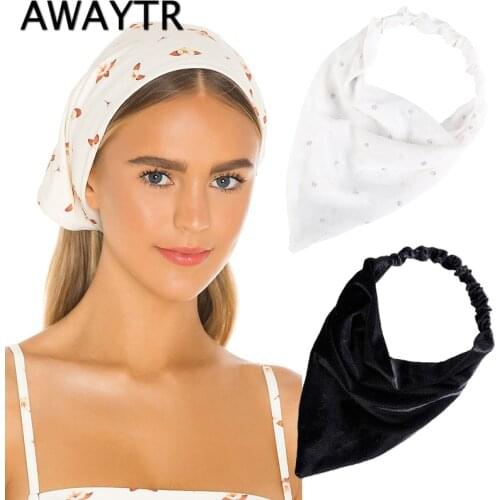 AWAYTR Prints Triangle Bandanas Hairband Elastic Hair Bands Women Flower Bandage Headband Turban Bohemian Girls Hair Accessories