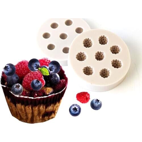 1pc 8 Holes Raspberry Blueberry Shape Cake Mold Silicone Berry Fondant Mold Cake Decoration Tool