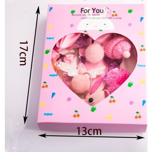 18pcs/set Cute Cartoon Fashion Animal Rabbit Bear Elephant Rubber Band Bow Barrettes Set Jewelry Pink Series Accessories Jewelry
