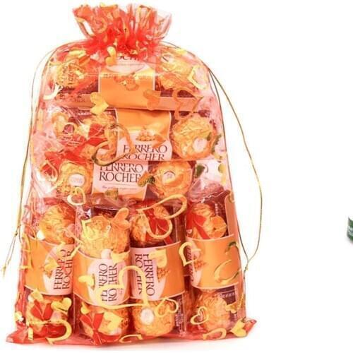 Organza Bag For Jewelry Packaging Earrings Wedding Gift Packaging Gold Rose Jewelry Rope Drawing Design 9x12cm 200pcs lot