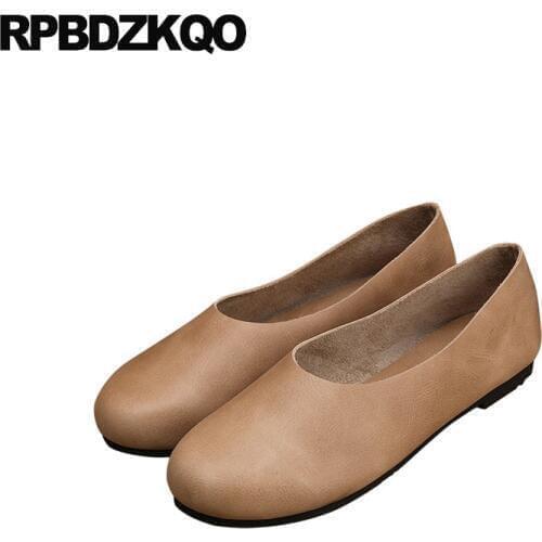 2018 drop shipping flats slip on ladies casual round toe designer shoes china vintage mori girl nude purple women chinese retro