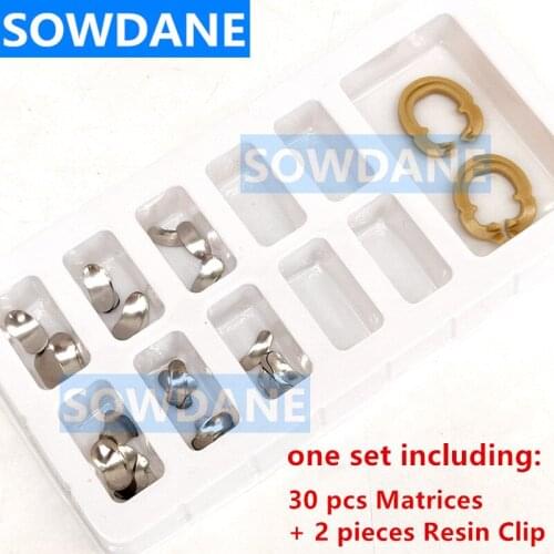 30 pcs Dental Sectional Matrix Metal Matrices Bands Sectional Contoured Matrice Refill Wedges Resin Ring Separator Autoclavable