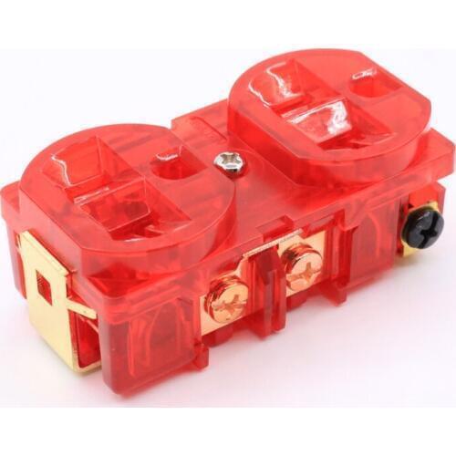 5pieces HIFI US AC Power Receptacle Socket Red copper Plating for audio power Receptacle Distributor