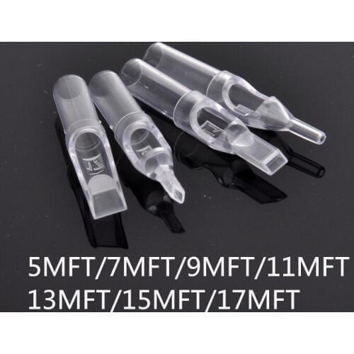 50Pcs Tattoo Transparent Disposable Close Tip 5MFT/7MFT/9MFT/11MFT Plastic Sterile Tattoo Tips Needle Permanent Makeup Tattoo