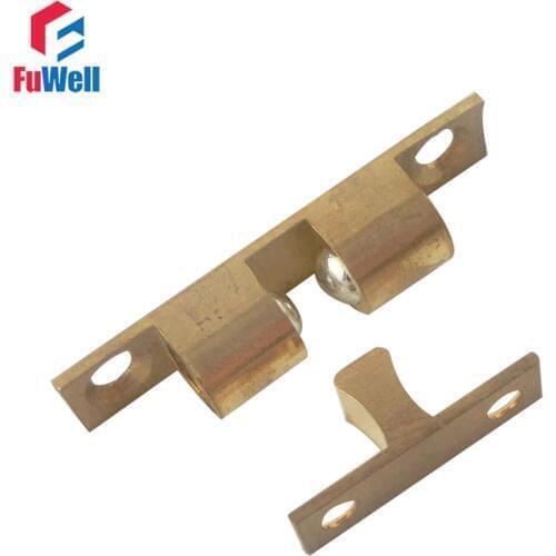 6pcs Door Holder Catches 48mm Length Brass Door Stopper Double Ball Latch Silver Tone for Cabinet Cupboard Door