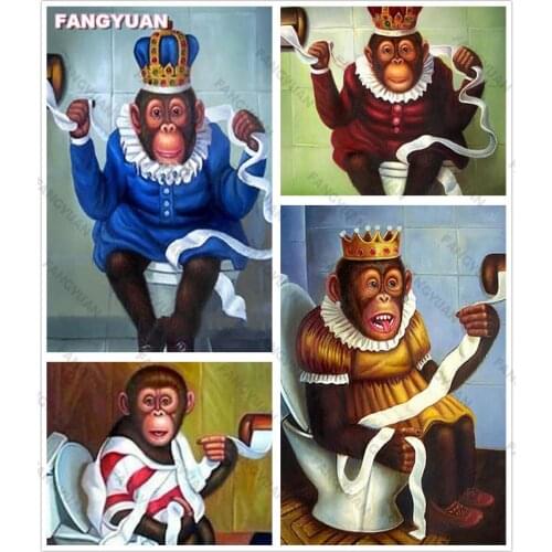 5D Diy Diamond Accessories Painting Funny Monkey Full Drill Diamond Embroidery Mosaic Cross Stitch Kit Picture Home Bath Decor