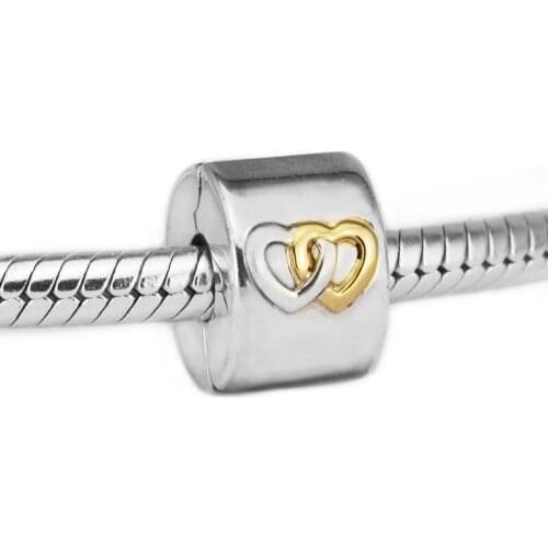Beads for Jewelry Making DIY Sterling-Silver-Jewelry Hearts Aglow Clip Bead 14K Gold Charms Silver 925 Berloque Perles Charm