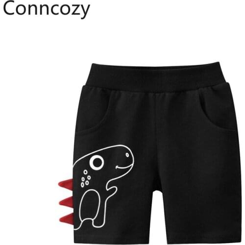 100% Cotton Kids Pants Summer Toddler Childrens Pants Cartoon Dinosaur Print Baby Boy Pants Boys Knee Pants Girl Clothes Black