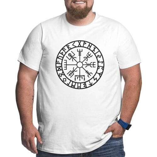 Vegvisir Futhark Runes Navigator Vikings T Shirt Men Funny T-Shirt Big Tall Tee Clothing Plus Size Big Size Large 4XL 5XL 6XL