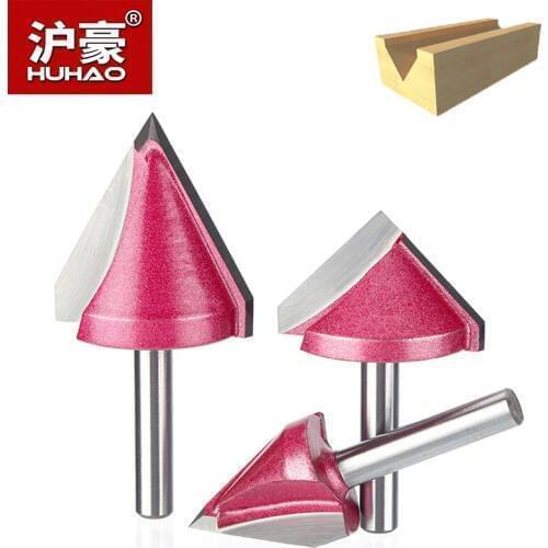 HUHAO 2pcs/lot 6mm V Bit CNC Solid Carbide End Mill 3D Router Bits for Wood Tungsten Woodworking MDF Milling Cutter 60 -150 Deg