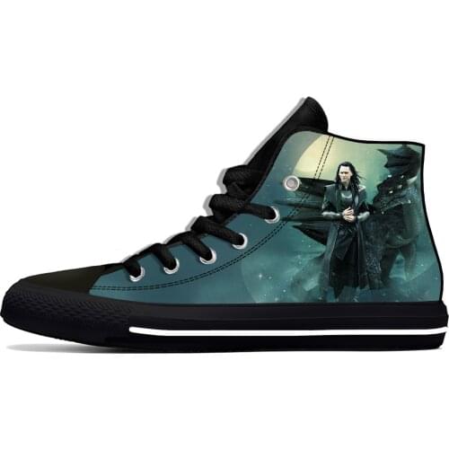 Dark World Loki Harajuku Fashion Lightweight High Top Canvas Shoes Men Women Casual Breathable Sneakers