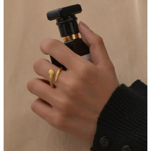 Acheerup New Simple Stainless Steel Open Ring For Women Men Hip Hop14k Gold Cobra Snake Shape Rings Birthday Jewelry Gifts